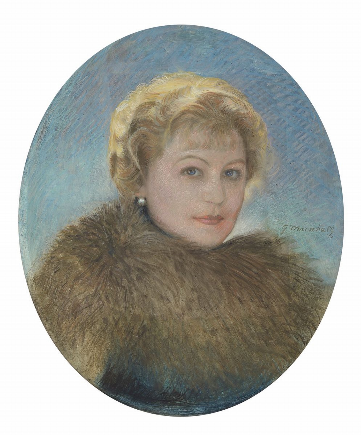 Georg Marschall, 1871 Wittstock-1956 Feuchtwangen, Studium bei Franz Skarbina, Anton von Werner und Adolph von Menzel, hier: Porträt einer Frau mit ...