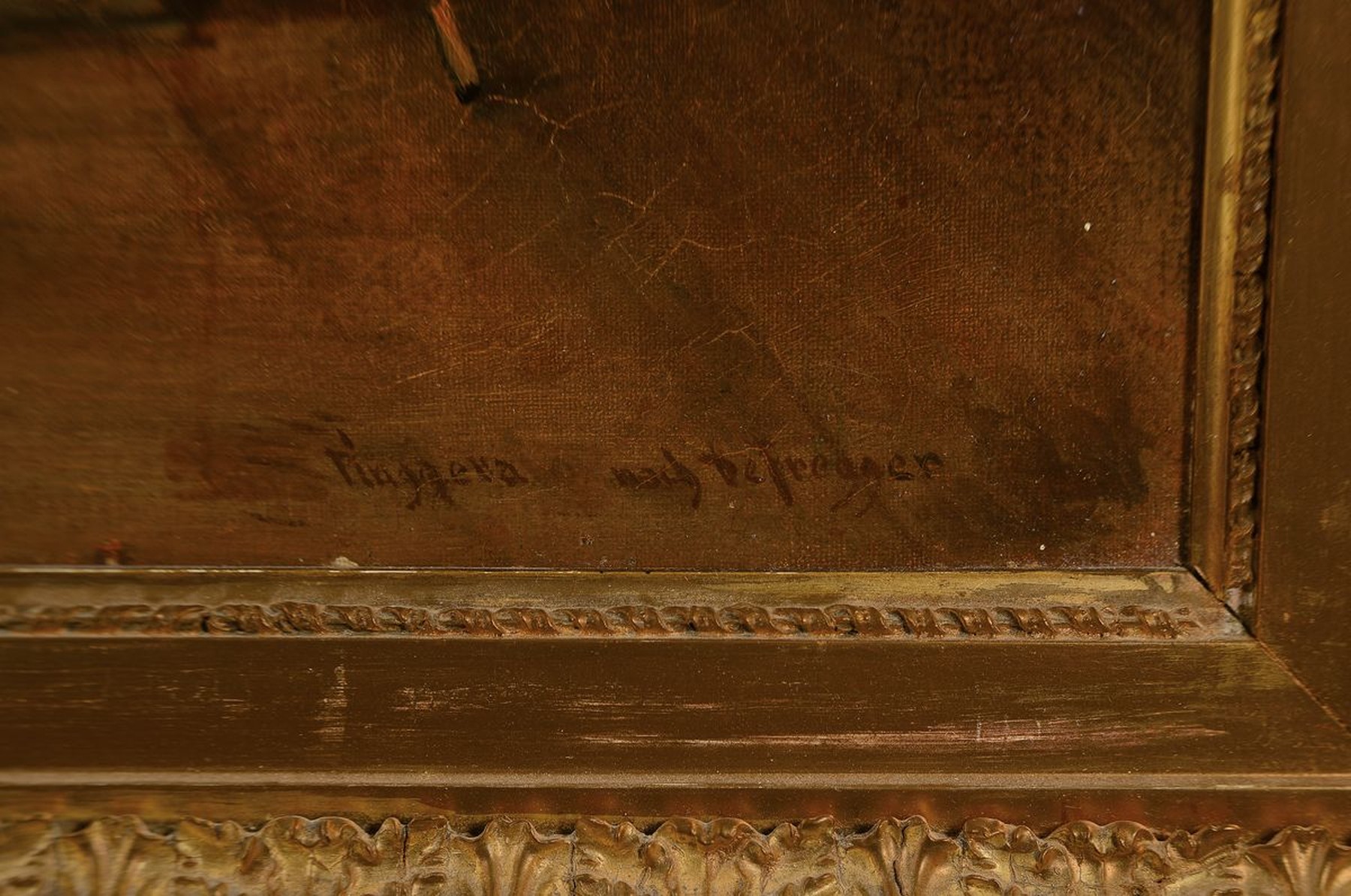 Detail a: Hans Pinggera, österr. Künstler, 19. Jh., Kopie nach Franz von Defregger, "Der Besuch", das Original entstand um 1875 u. befindet sich in ...