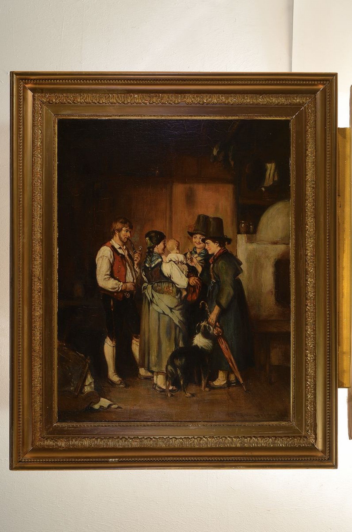 Detail k: Hans Pinggera, österr. Künstler, 19. Jh., Kopie nach Franz von Defregger, "Der Besuch", das Original entstand um 1875 u. befindet sich in ...