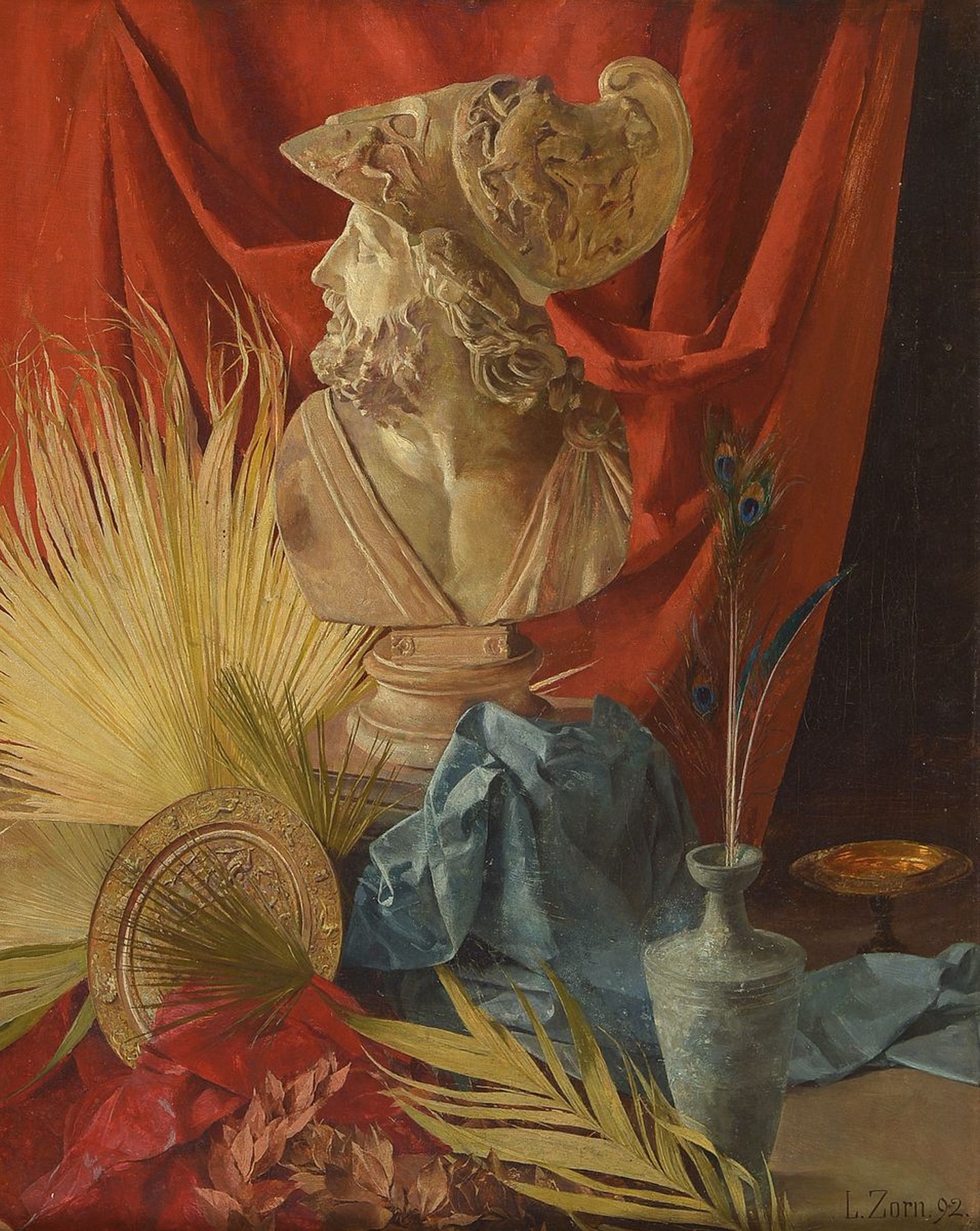 Ludwig Zorn, 1865 Wertheim-1921 Freiburg, Studium an der Karlsruher Kunstschule und der Akademie Düsseldorf, hier: Stillleben mit antiker Büste, ...