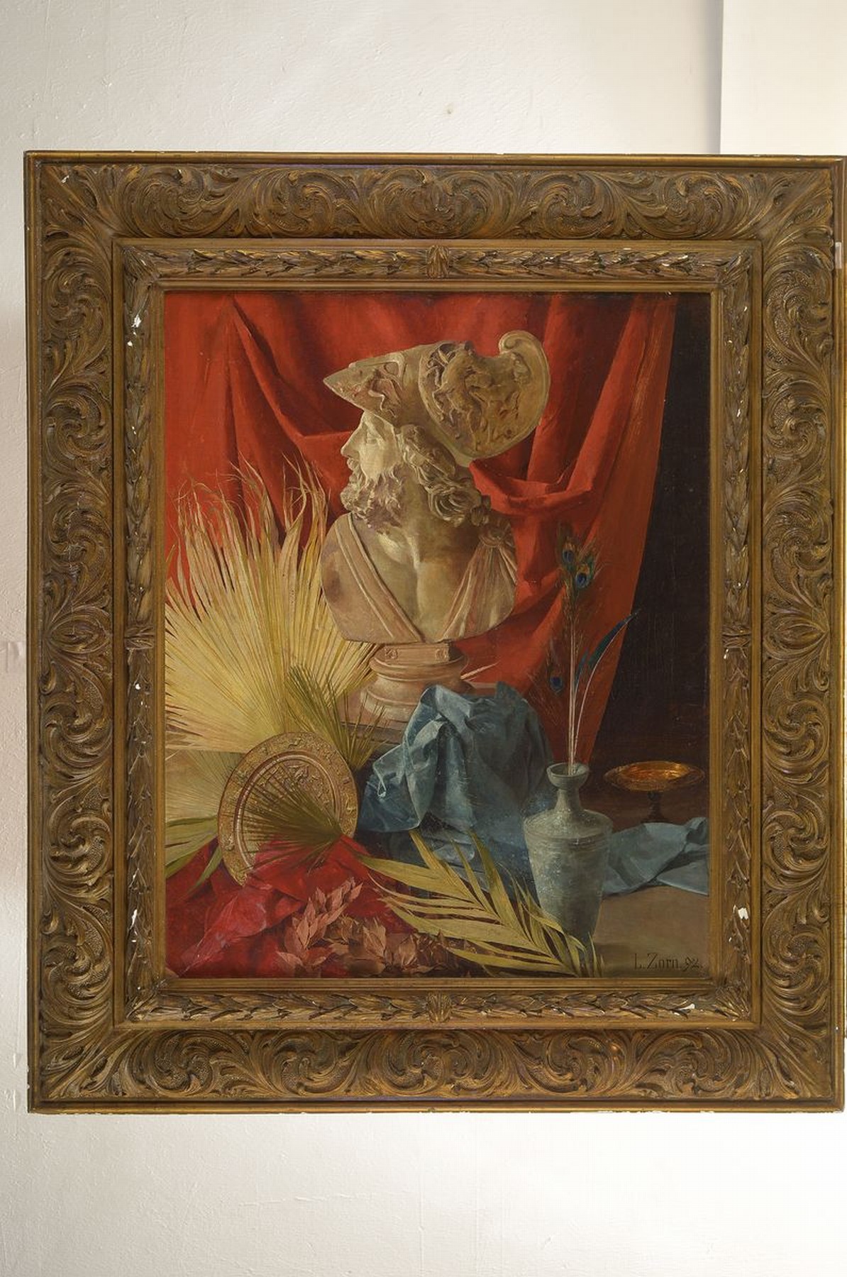 Detail k: Ludwig Zorn, 1865 Wertheim-1921 Freiburg, Studium an der Karlsruher Kunstschule und der Akademie Düsseldorf, hier: Stillleben mit antiker Büste, ...