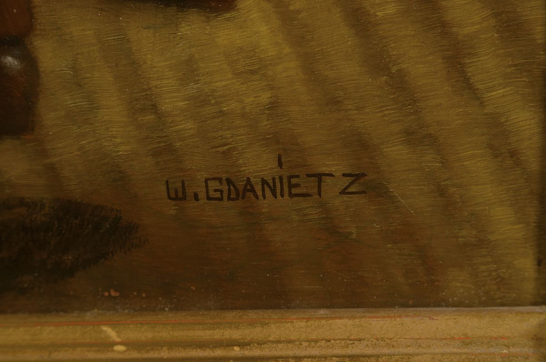 Detail a: Wilhelm Gdanietz, 1893 Mainz-1962 Düsseldorf, Holländischer Fischer beim Flicken des Netzes in der Stube, Öl/Hartfaser, rechts unten signiert, ca. ...