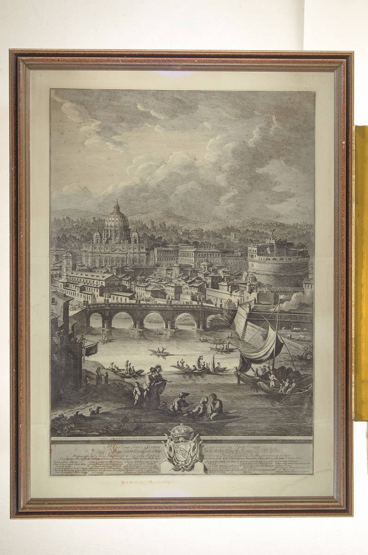 Detail l: Giuseppe Vasi, 1710 Corleone-1782 Rom, 2 großformatige Kupferstiche mit Ansichten aus Rom, 1x Blick auf Engelsbrücke, Engelsburg und den Petersdom, ...