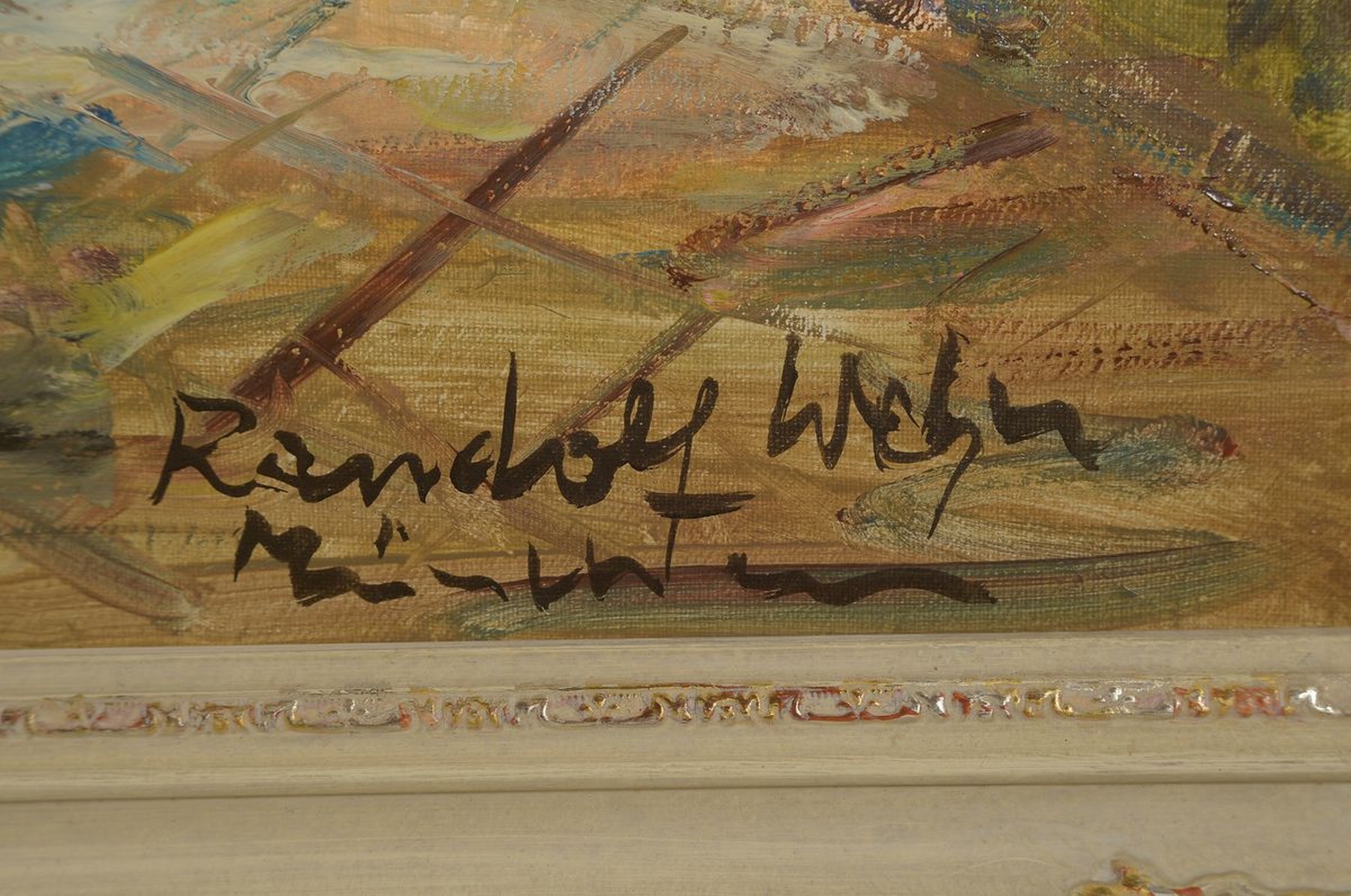 Detail a: Randolf Wehn, 1911-1987 München, barockes Kirchen Interieur, Öl/Lwd, rechts unten signiert und bez.: München, ca. 70x60cm, R. ca. 80x70cm