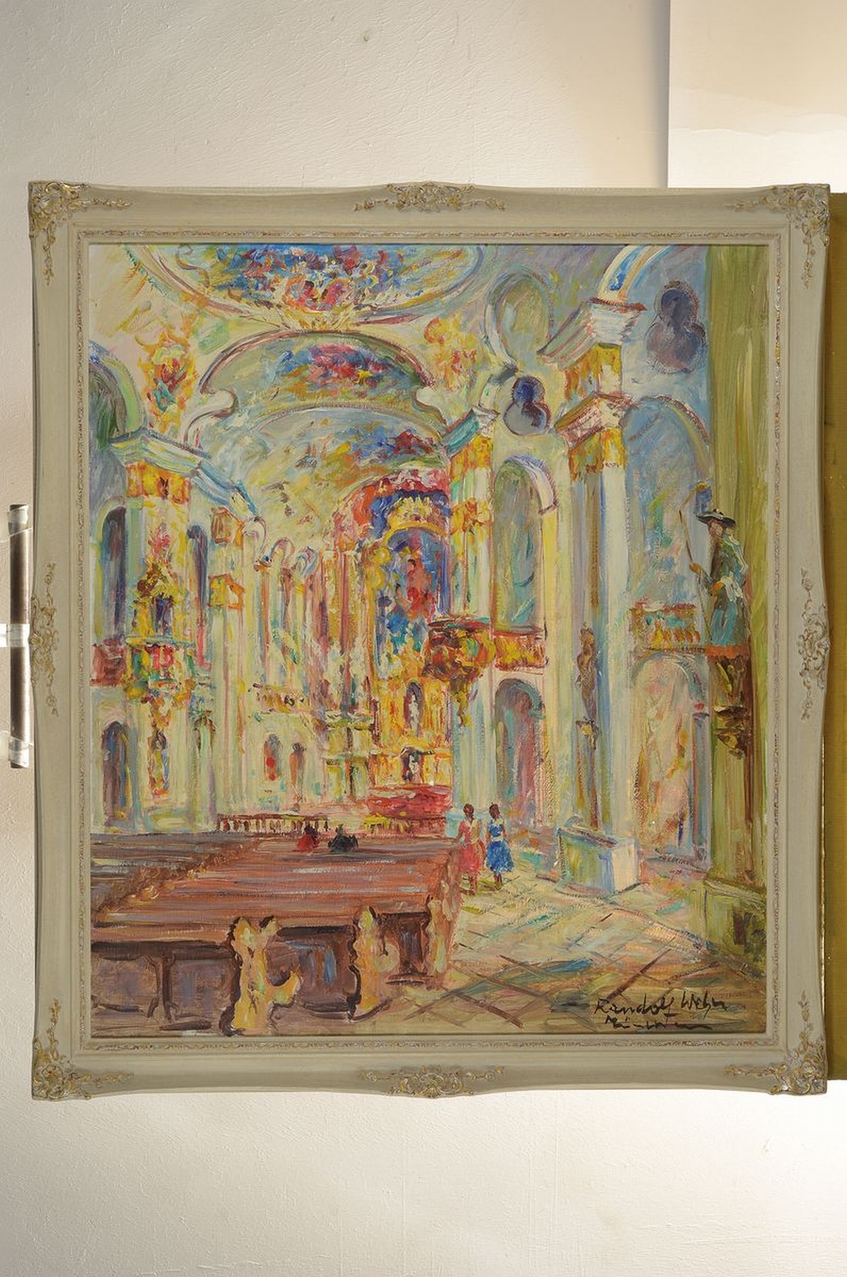 Detail k: Randolf Wehn, 1911-1987 München, barockes Kirchen Interieur, Öl/Lwd, rechts unten signiert und bez.: München, ca. 70x60cm, R. ca. 80x70cm