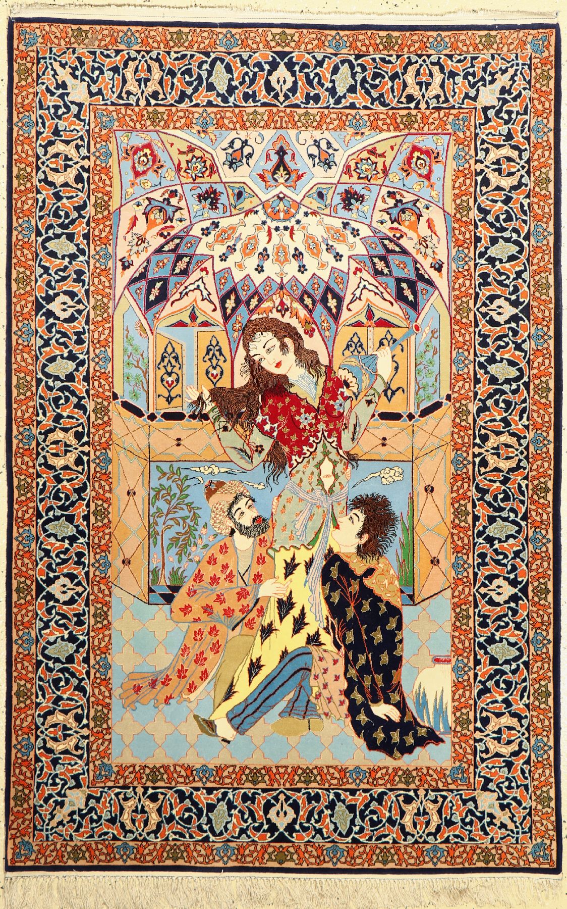 Esfahan fein, Persien, ca. 50 Jahre, Korkwolle mit und auf Seide, ca. 166 x 109 cm,EHZ: 2