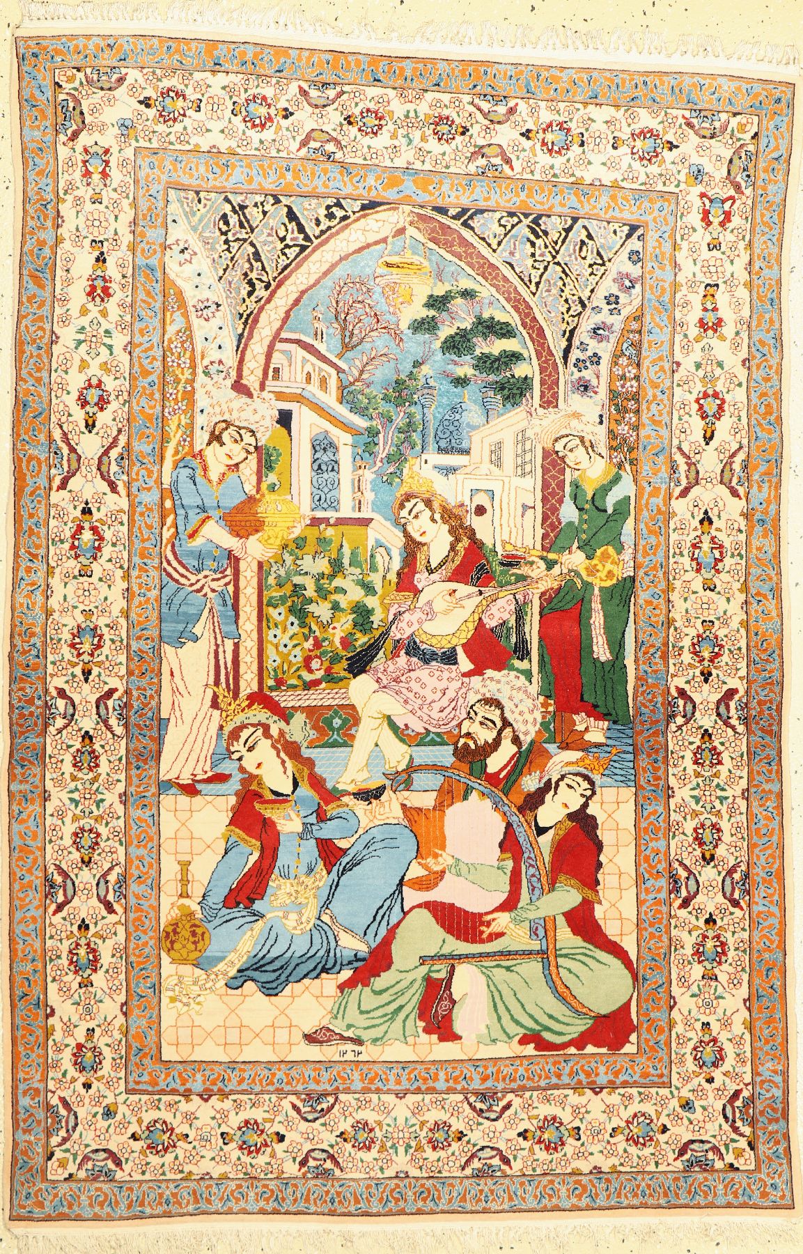 Esfahan fein, Persien, ca. 50 Jahre, Korkwolle mit und auf Seide, ca. 155 x 107 cm,EHZ: 2