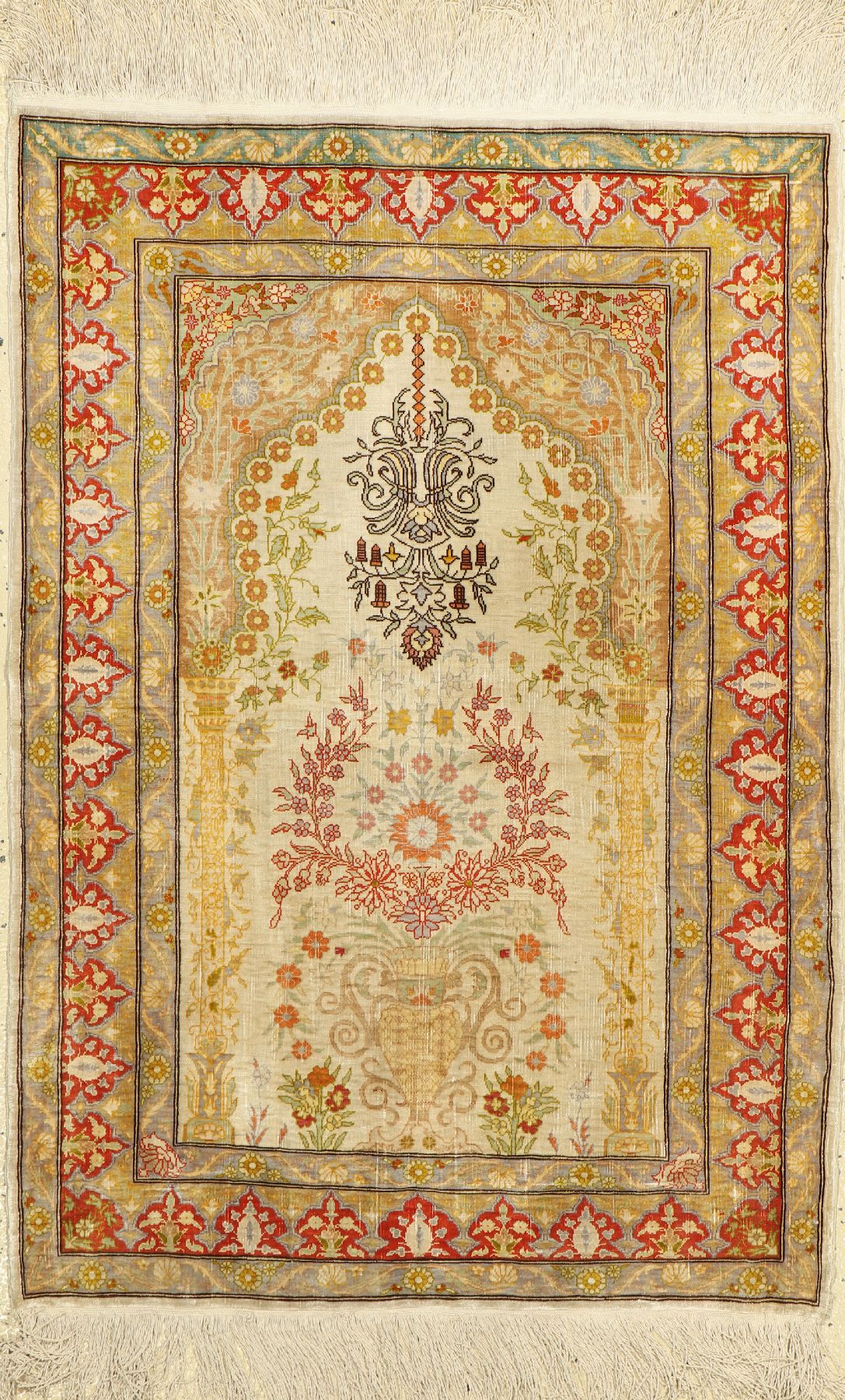 Hereke Seide fein, Türkei, um 1950, reine Naturseide, ca. 102 x 72 cm, EHZ: 3