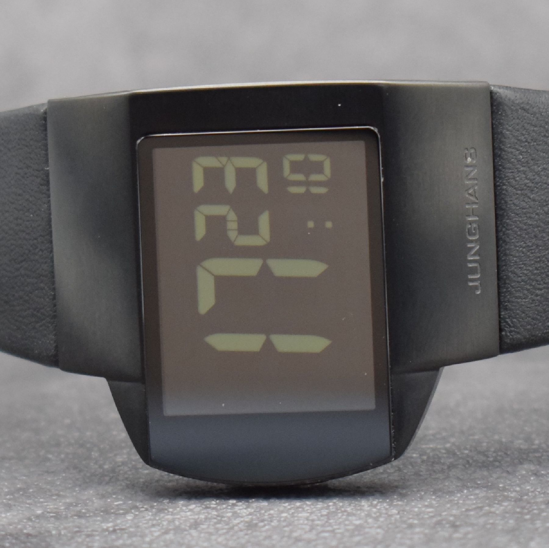 Detail a: JUNGHANS Funk-Herrenarmbanduhr Mega Futura Referenz 026/4104.00, Deutschland um 2015, PVD-beschichtetes Edelstahlgeh. inkl. orig. Lederband m. orig. ...