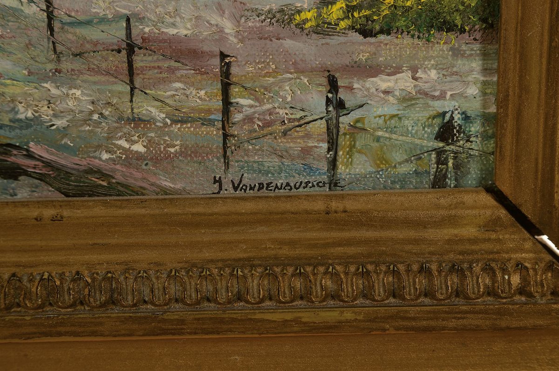 Detail a: J. Vandenbusche, um 1900, impressionistische sommerliche Landschaft mit Bauernhaus, Öl/Lwd, rechts unten signiert, ca. 26x34cm, R. ca. 46x54cm
