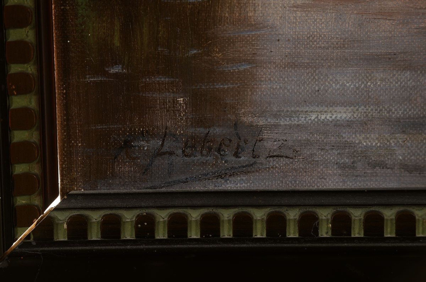 Detail a: K. Lebert, Düsseldorfer Schule, um 1890-1900, Landschaft mit Bachlauf, Birke und Bauernhof, Öl/Lwd, links unten signiert, ca. 64x32cm, R. ca. ...
