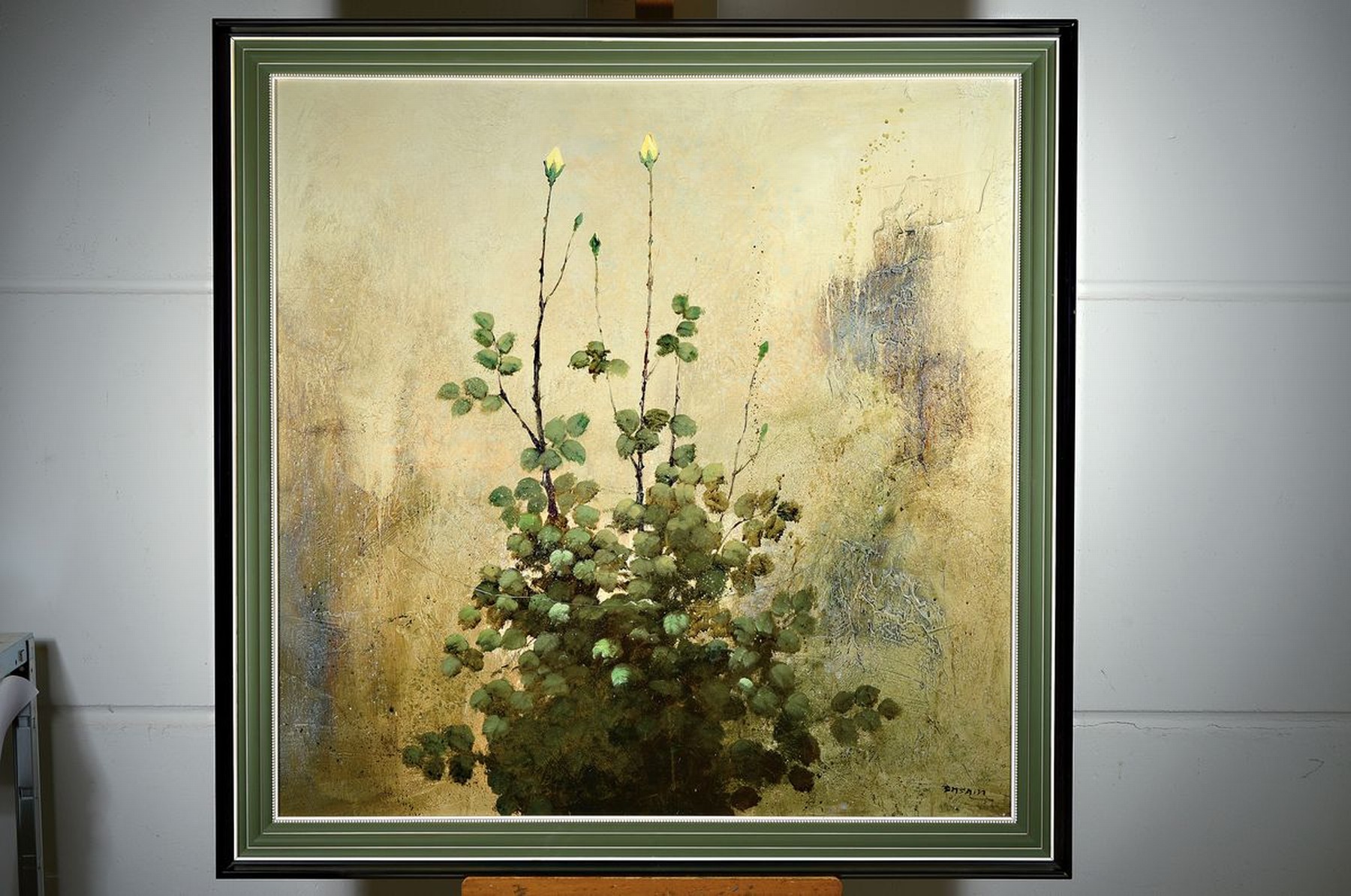 Detail k: Basam (José Barbeta), geb. 1948, Valencia, gelbe Rosen, re. u. signiert, ca. 100 x 100 cmbzw. 112 x 112 cm