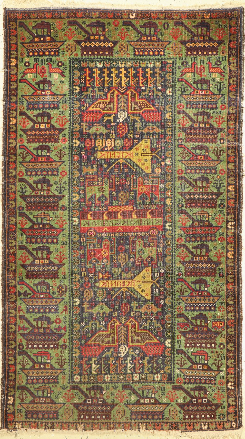 Zakini Kriegsmotive, Afghanistan, ca. 60 Jahre, Wolle auf Wolle, ca. 200 x 113 cm, EHZ:3-4