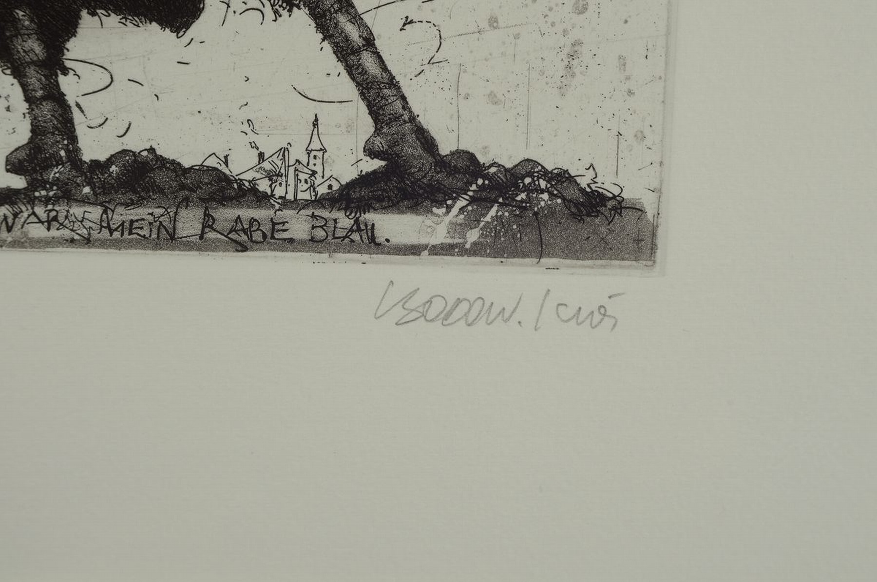 Detail a: Bodo W. Klos, Konvolut aus 2 Radierungen, je sign., num. , je unter Glas, ca. 36x30 cm, 45x35 cm