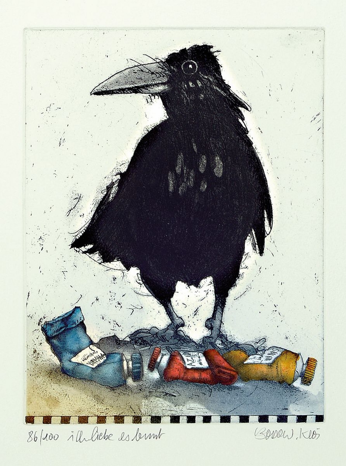 Bodo W.Klos, Konvolut aus 2 Radierungen, je sign., num. 23/100, 86/100, je unter Glas, ca. 52x41 cm, 45x37 cm