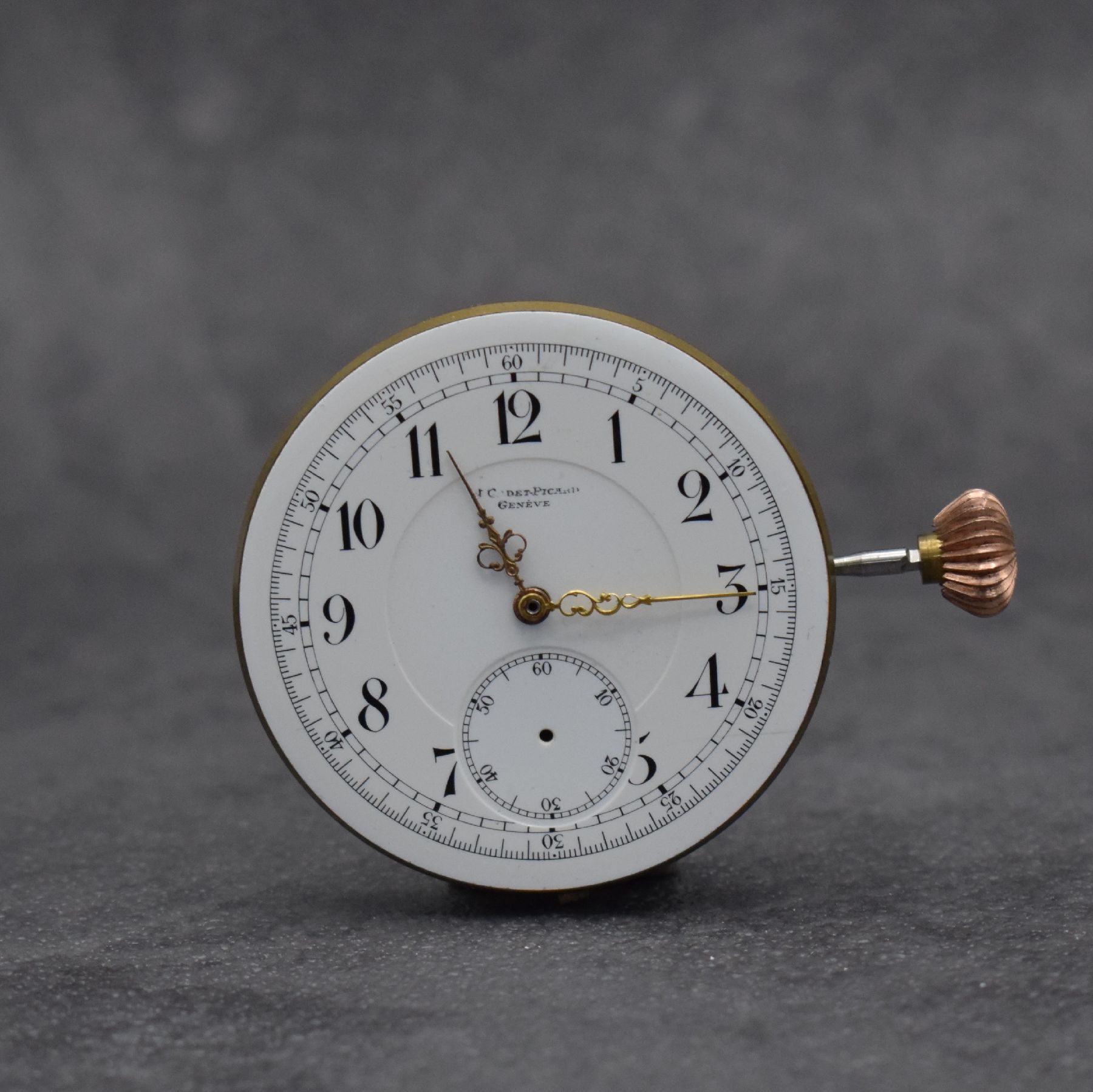 Detail c: J.CADET-PICARD Savonette-Werk mit Chronograph & Minutenrepetition, Schweiz um 1910, verg. Ankerwerk, Komp.-Unruh m. Breg.-Spir., pol. Kadratur m. ...