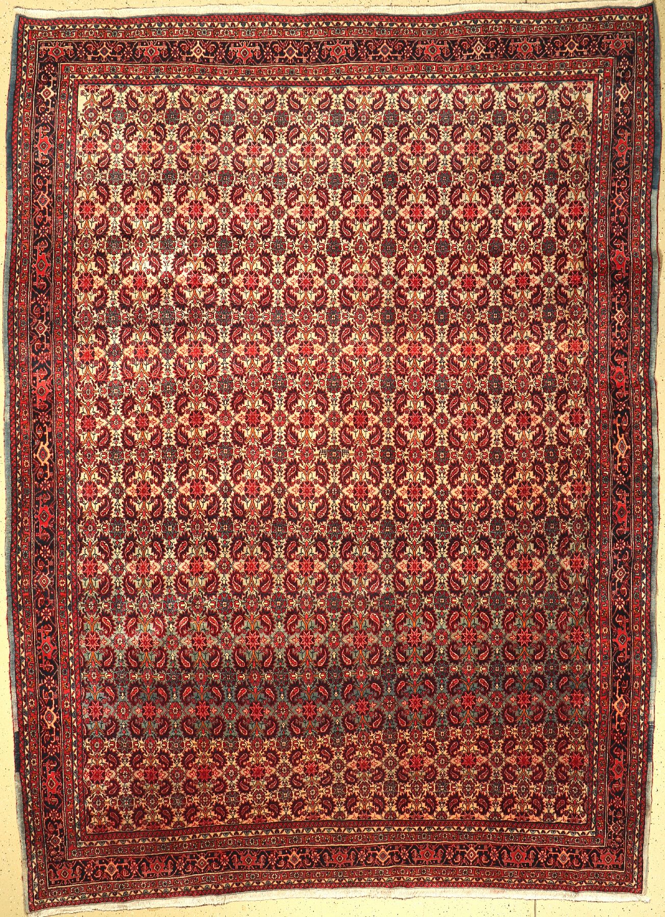 Bidjar Kork alt, Persien um 1960, Korkwolle, ca. 363 x 271 cm, EHZ: 2, (Abrasch)