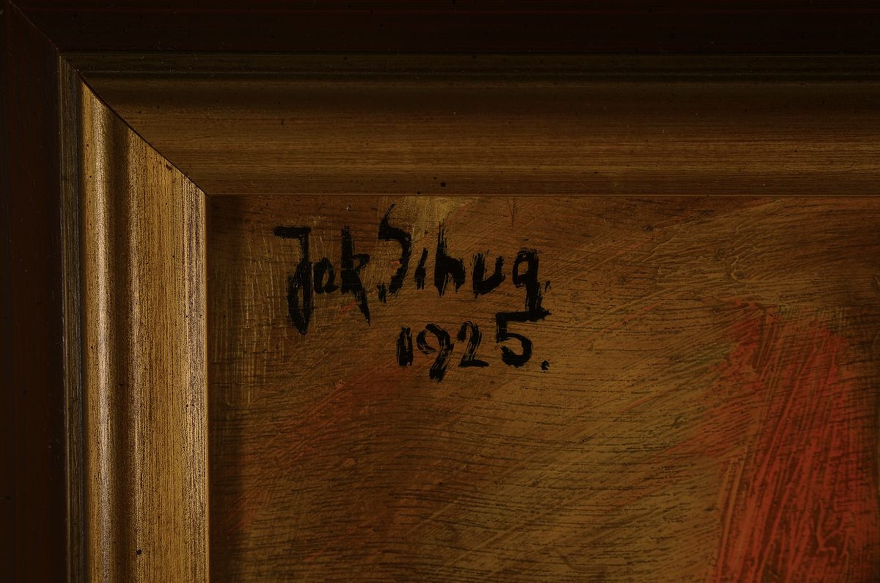 Detail a: Jakob Schug, 1896-1961, saarländischer Maler, Schuster bei der Arbeit, Öl/Malkarton, links oben signiert und dat. 1925, ca. 54x 42cm, R. ca. 67x55cm