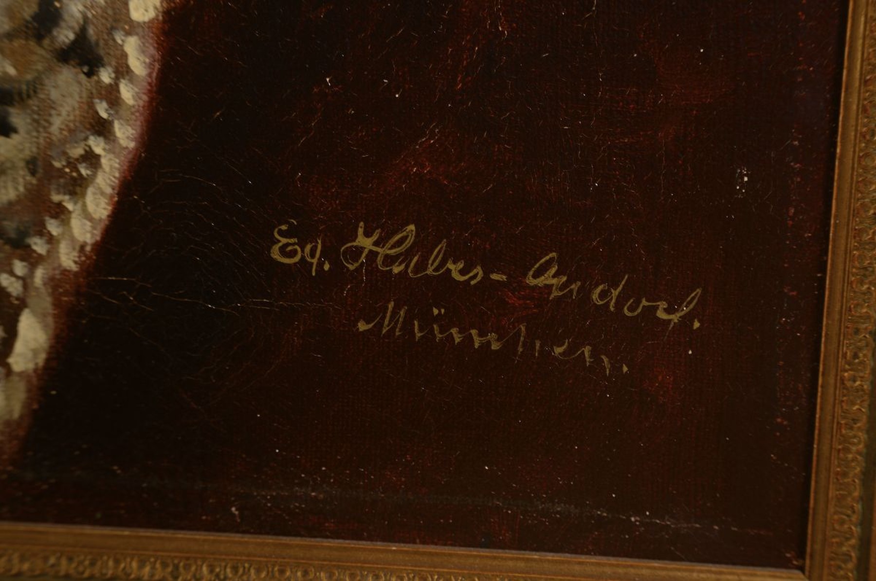 Detail a: Eduard Huber-Andorf, 1877 Grafing-1965 Germering, Üppiges Renaissance-Stillleben mit Nautiluspokal, Silber, Porzellanvase und Früchten, Öl/Lwd, ...