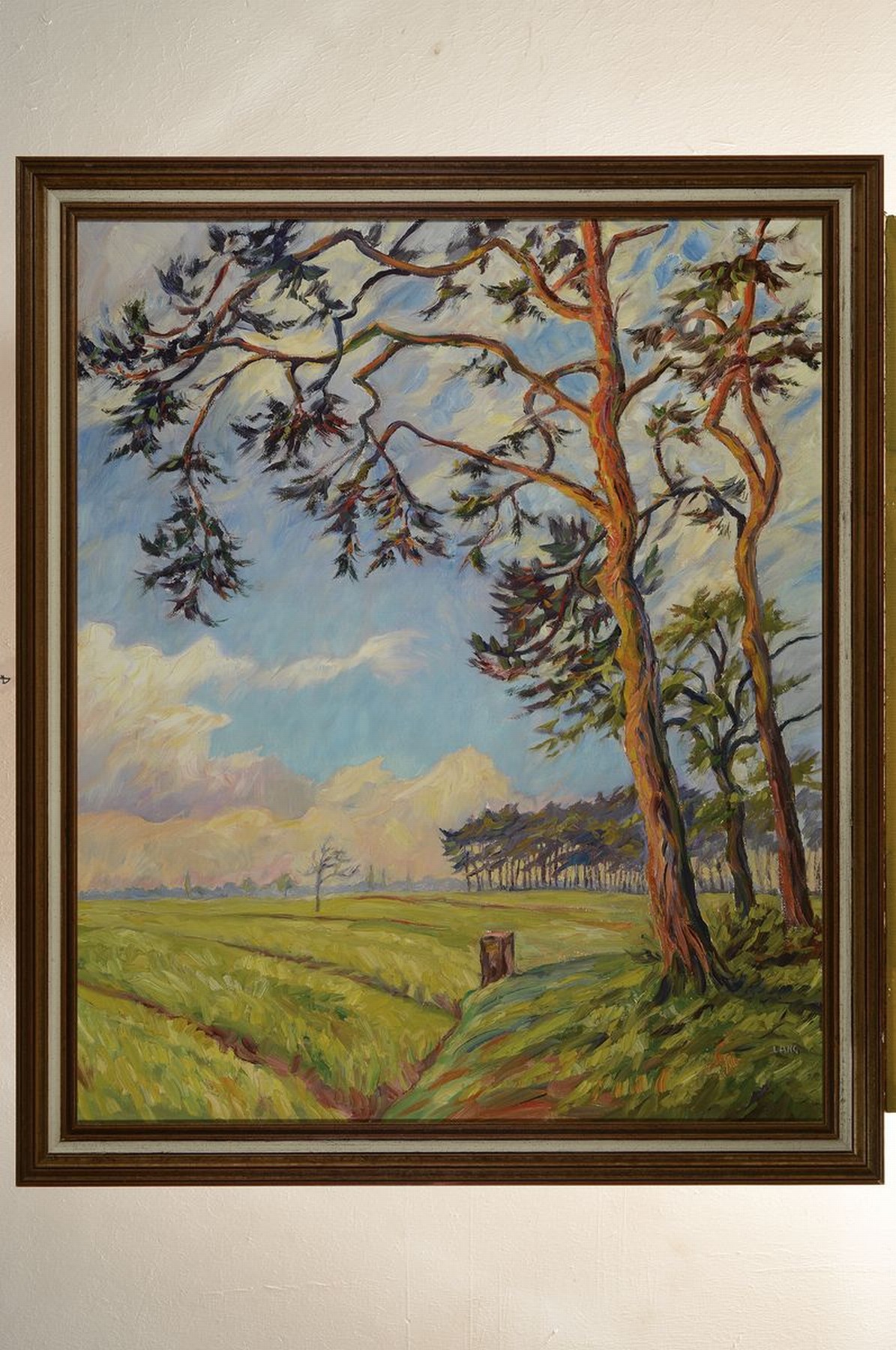 Detail k: Lang, deutscher Maler, 1. Hälfte 20. Jh., Sommerliche Landschaft, Öl/Lwd, rechts unten signiert, ca. 80x66cm, R. ca. 88x74cm