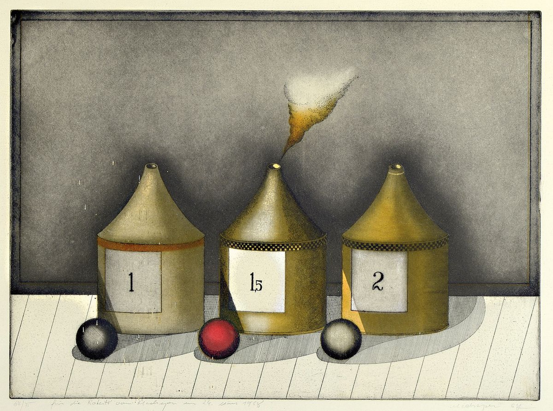 Detail e: Friedrich Meckseper, 1936-2019, 3 Farblithographien, alle handsigniert, 1) num. 92/100, dat. 95, ca. 32x63cm, u.Gl., R. ca. 63x82cm, 2) num. 67/75, ...