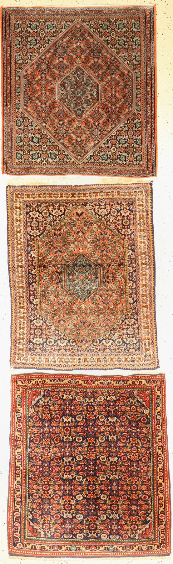 Konvolut,Drei feine Bidjar, Persien, um 1930/1940, Korkwolle, ca. 80 x 70 cm, EHZ: 2