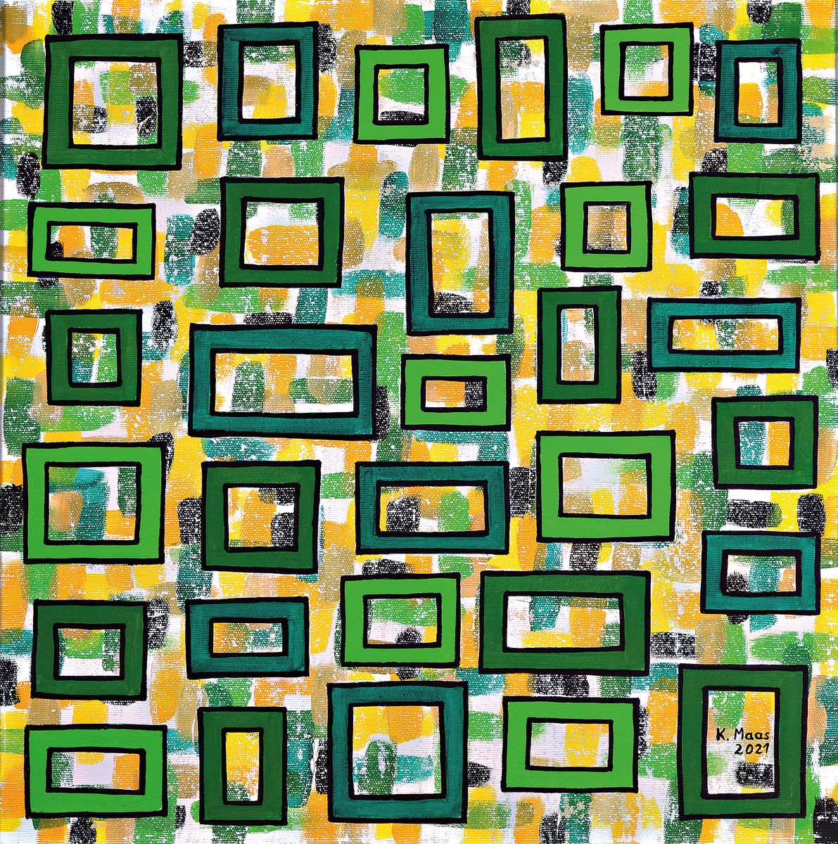Karin Maas, geb. 1952, Messen und Ausstellungen im In-und Ausland, Hier: "Hinter der Kulisse", Acryl/Lwd, rechts unten sign., dat. 2001, ...