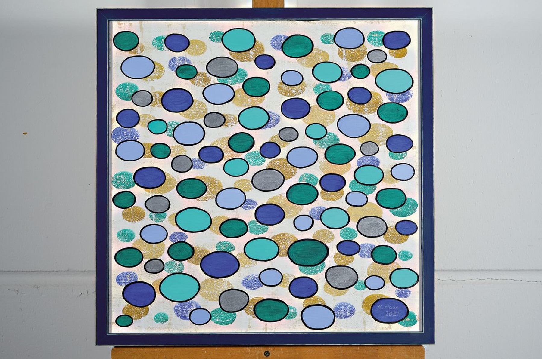 Detail k: Karin Maas, geb. 1952, Messen und Ausstellungen im In-und Ausland, Hier: "Aufgetaucht", Acryl/Lwd, rechts unten sign., dat. 2021, ca. 53x53 ...