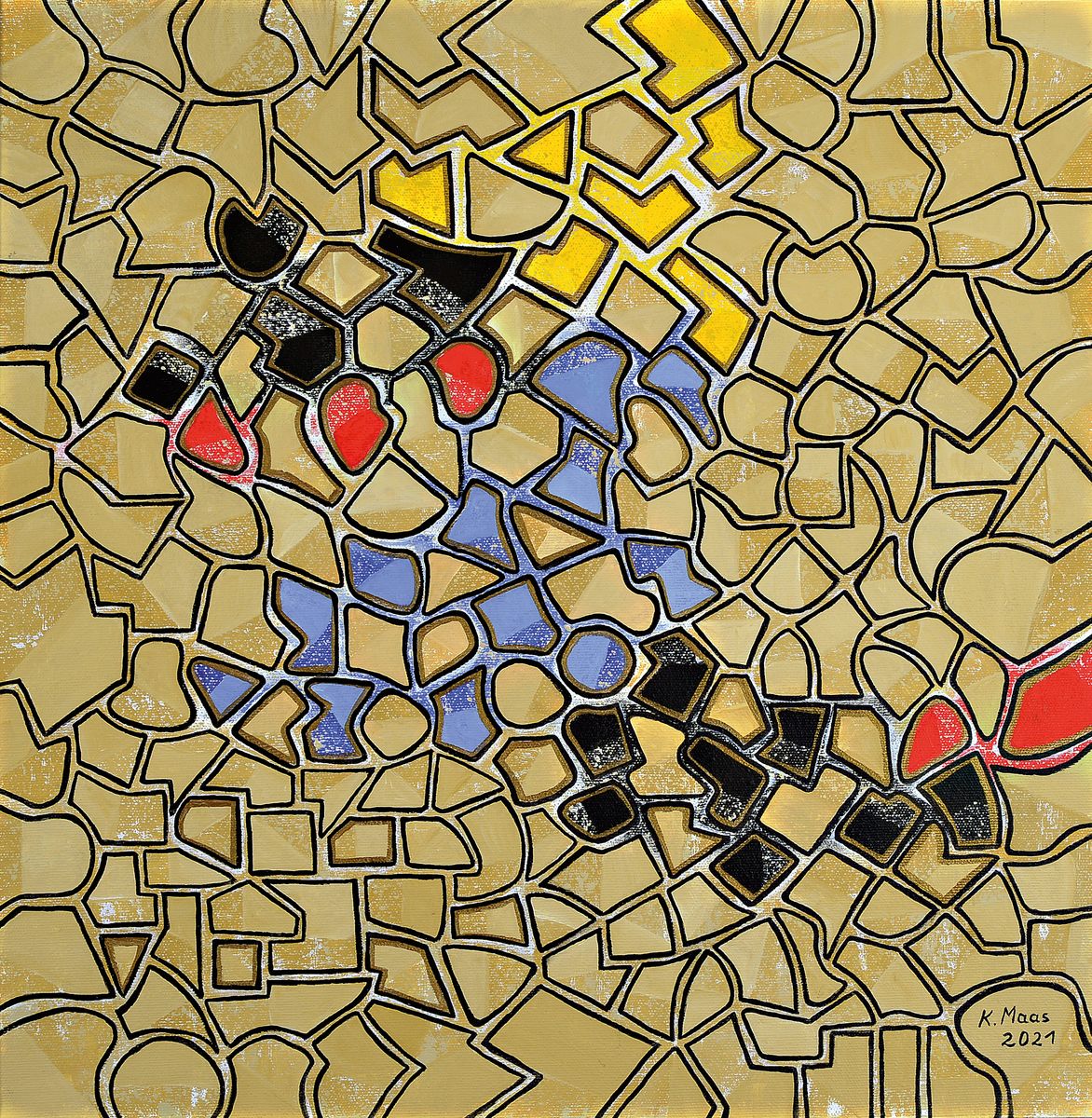 Karin Maas, geb. 1952, Messen und Ausstellungen im In-und Ausland, Hier: "Sichtbar", Acryl/Lwd, rechts unten sign., dat. 2021, ca- 53x53 cm