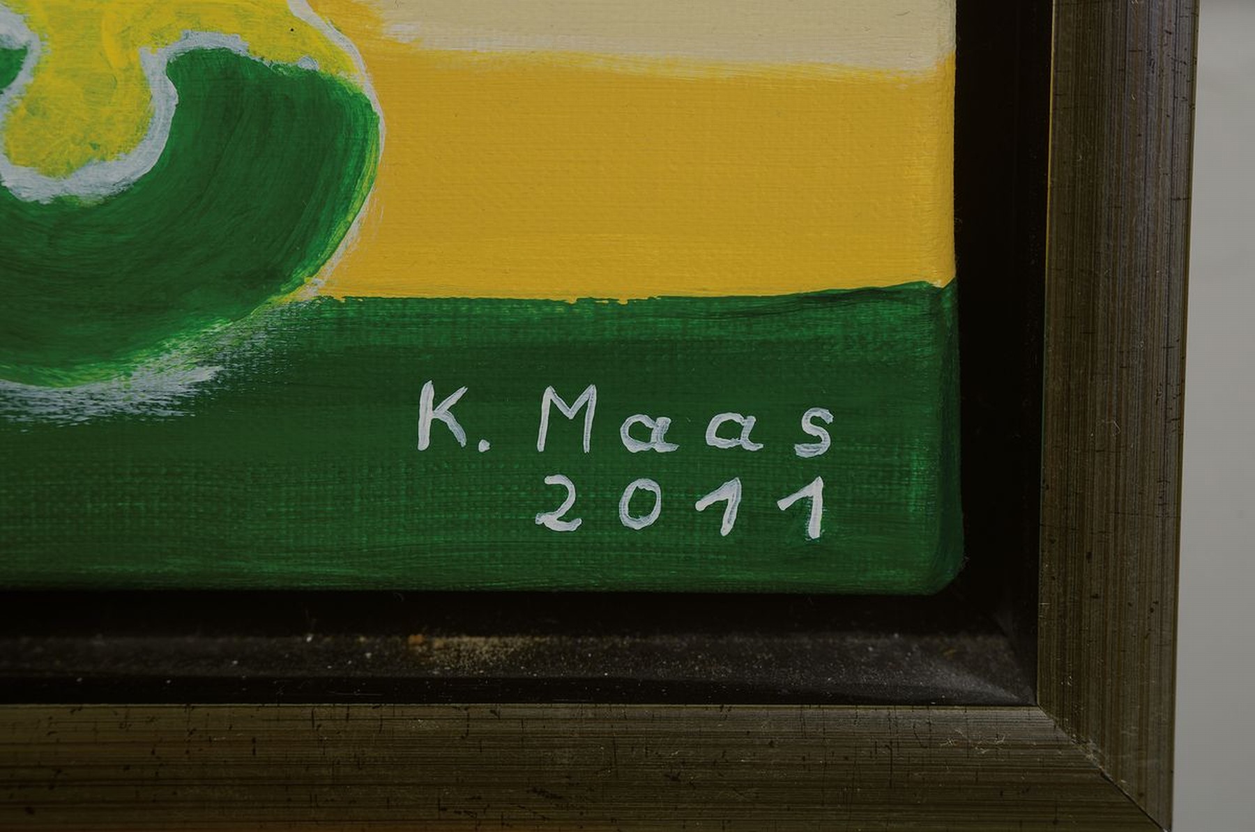 Detail c: Karin Maas, geb. 1952, Messen und Ausstellungen im In-und Ausland, Hier:" Frühlingserwachen", Acryl/Lwd, rechts unten sign., dat. 2021, ...