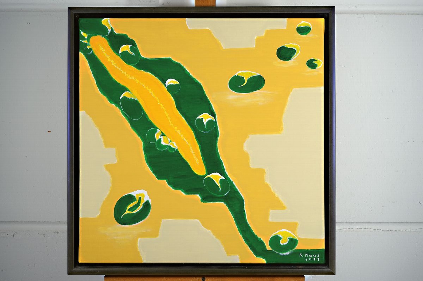 Detail k: Karin Maas, geb. 1952, Messen und Ausstellungen im In-und Ausland, Hier:" Frühlingserwachen", Acryl/Lwd, rechts unten sign., dat. 2021, ...