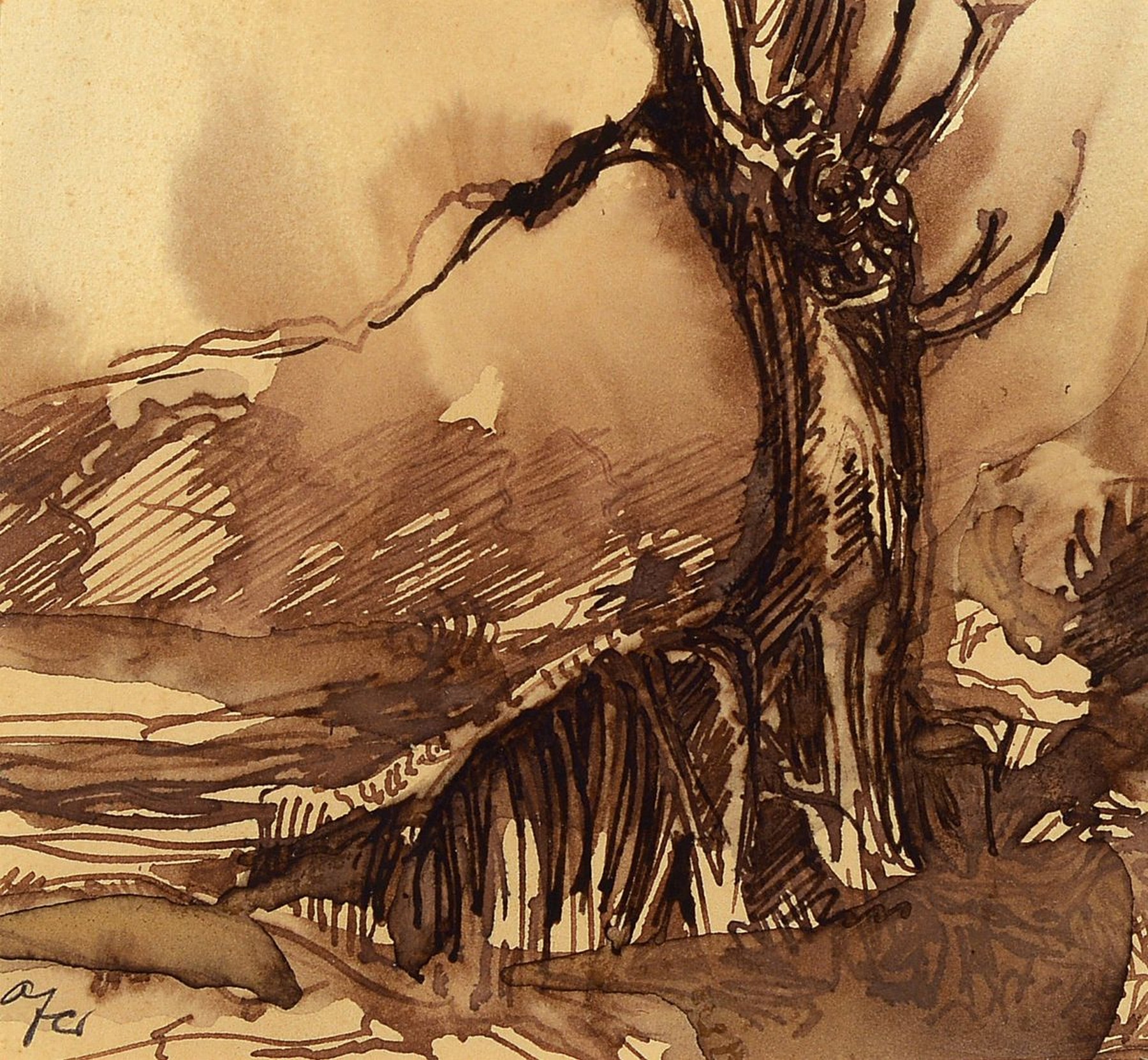 Detail b: Theo Ofer, 1926 Dudenhofen-2020, Sammlung aus sechs kleinen Aquarellen und Gouachen mit verschiedenen Landschaften, alle handsigniert, je ca. ...
