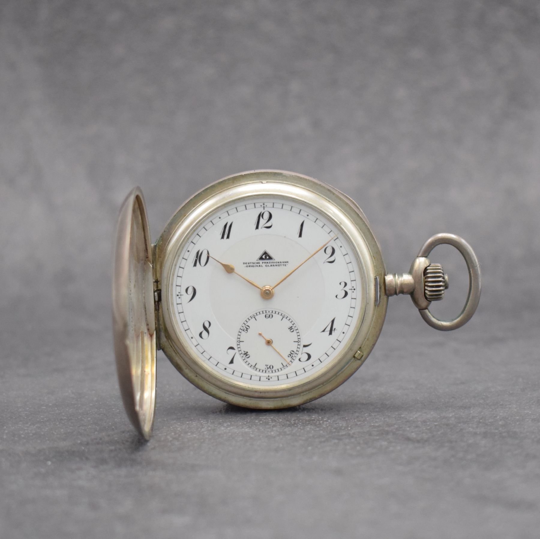 DEUTSCHE PRÄZISIONSUHR "ORIGINAL GLASHÜTTE" Savonette Taschenuhr in Silber 800/000, Deutschland um 1915, glattes, 3-teil. Geh., ...
