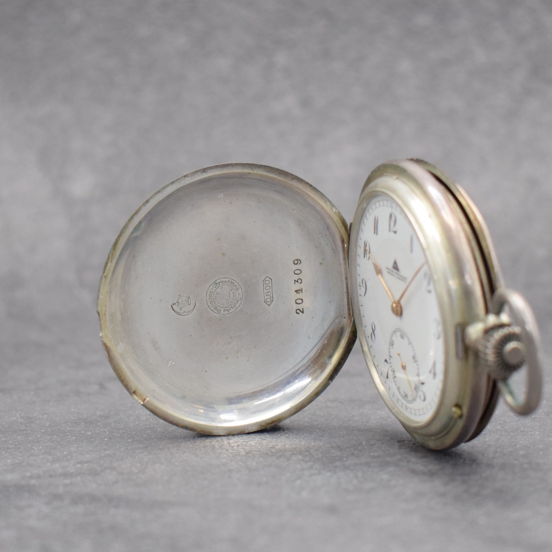 Detail a: DEUTSCHE PRÄZISIONSUHR "ORIGINAL GLASHÜTTE" Savonette Taschenuhr in Silber 800/000, Deutschland um 1915, glattes, 3-teil. Geh., ...