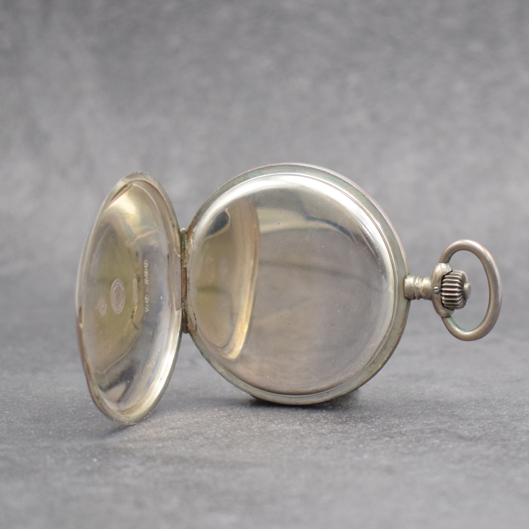 Detail e: DEUTSCHE PRÄZISIONSUHR "ORIGINAL GLASHÜTTE" Savonette Taschenuhr in Silber 800/000, Deutschland um 1915, glattes, 3-teil. Geh., ...