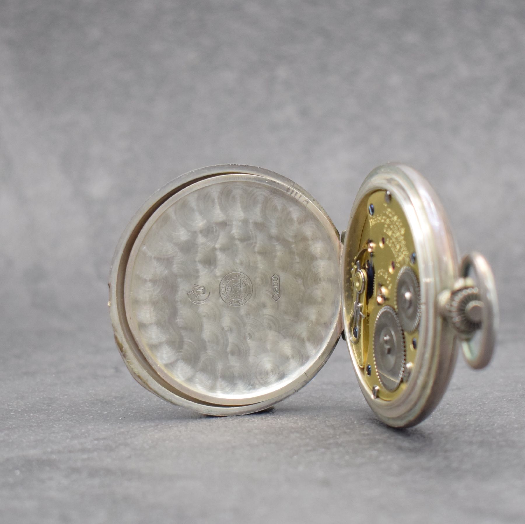 Detail f: DEUTSCHE PRÄZISIONSUHR "ORIGINAL GLASHÜTTE" Savonette Taschenuhr in Silber 800/000, Deutschland um 1915, glattes, 3-teil. Geh., ...