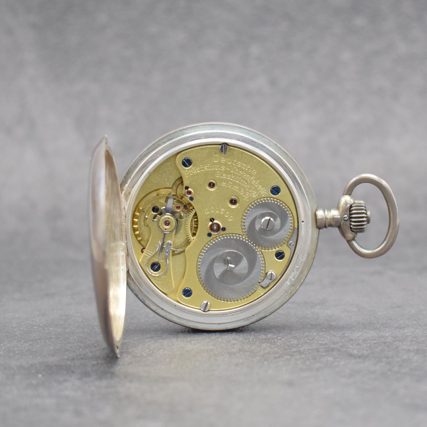 Detail g: DEUTSCHE PRÄZISIONSUHR "ORIGINAL GLASHÜTTE" Savonette Taschenuhr in Silber 800/000, Deutschland um 1915, glattes, 3-teil. Geh., ...