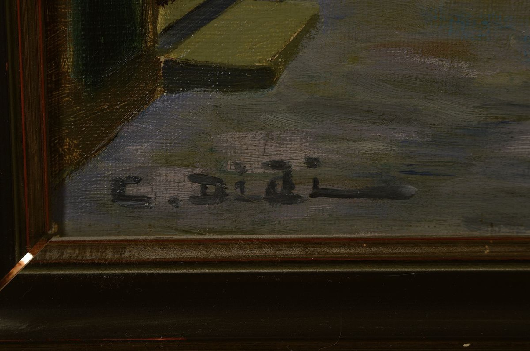 Detail a: C.Didi, Ansicht von Rothenburg o.d.Tauber, Blick in die Georgengasse auf den weißen Turm,, Öl/Lwd, links unten sign., verso datiert 1931, rechts ...
