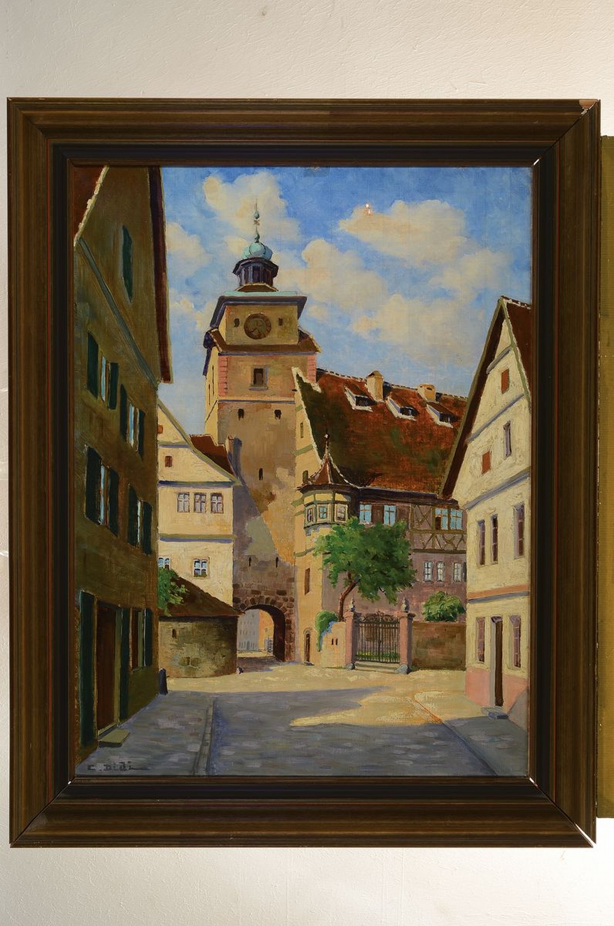 Detail k: C.Didi, Ansicht von Rothenburg o.d.Tauber, Blick in die Georgengasse auf den weißen Turm,, Öl/Lwd, links unten sign., verso datiert 1931, rechts ...