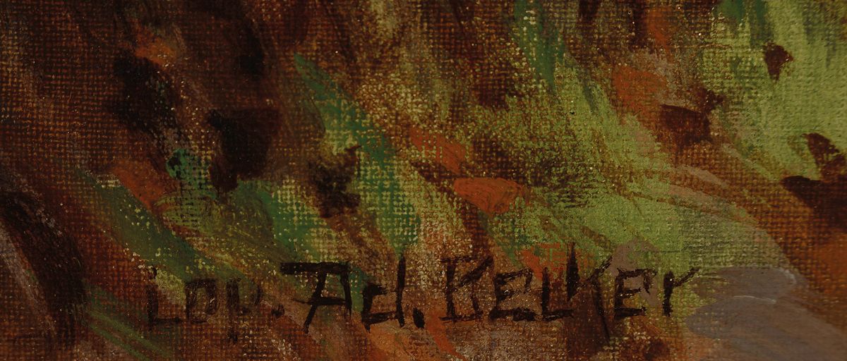 Detail a: Ad. Becker, um 1900/20, herbstliche Landschaft, Öl/Lwd, signiert, ca. 70 x 100 cm