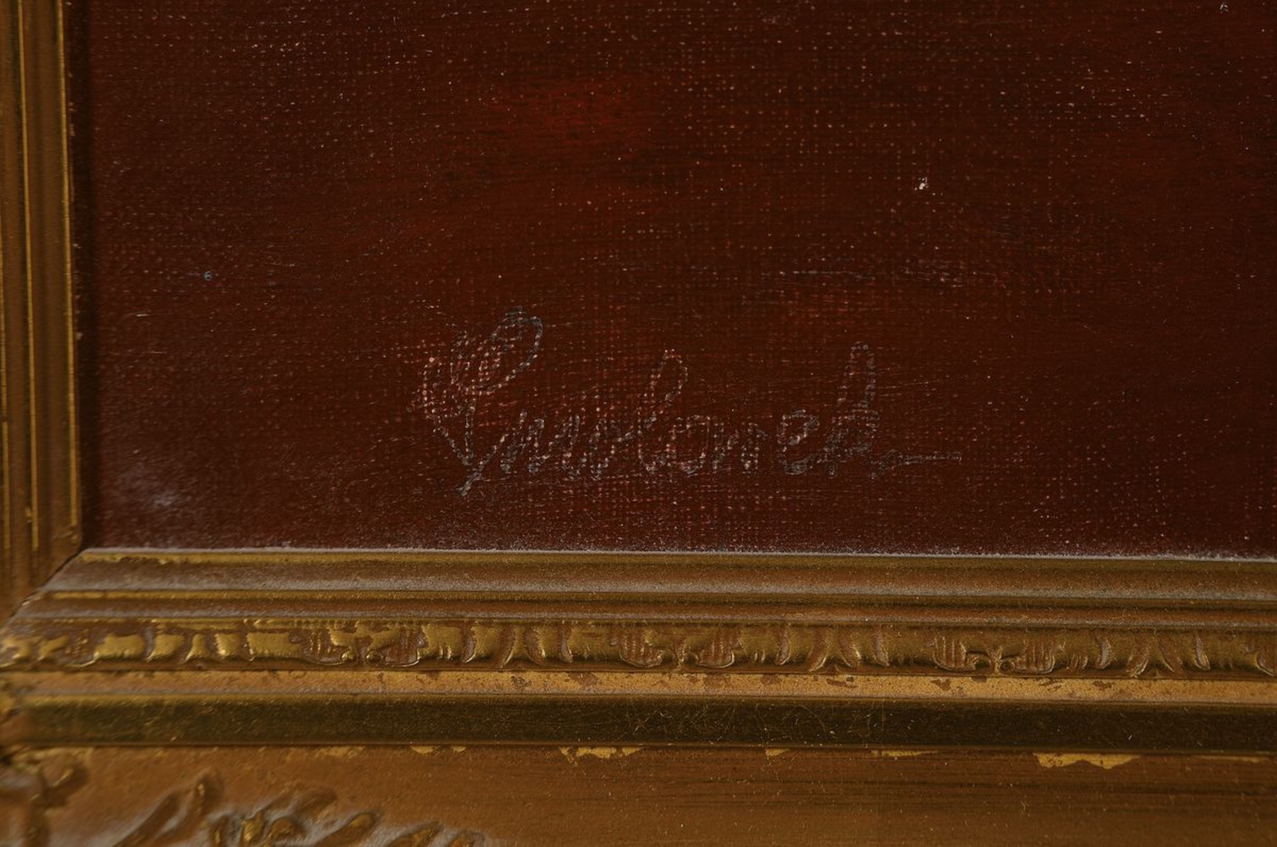 Detail a: Smolarek, Maler*in der 1. Hälfte des 20. Jh., Frau im Abendkleid vor einem Spiegel, Öl/Lwd, links unten signiert, ca. 60x50cm, R. ca. 70x60cm, auf ...