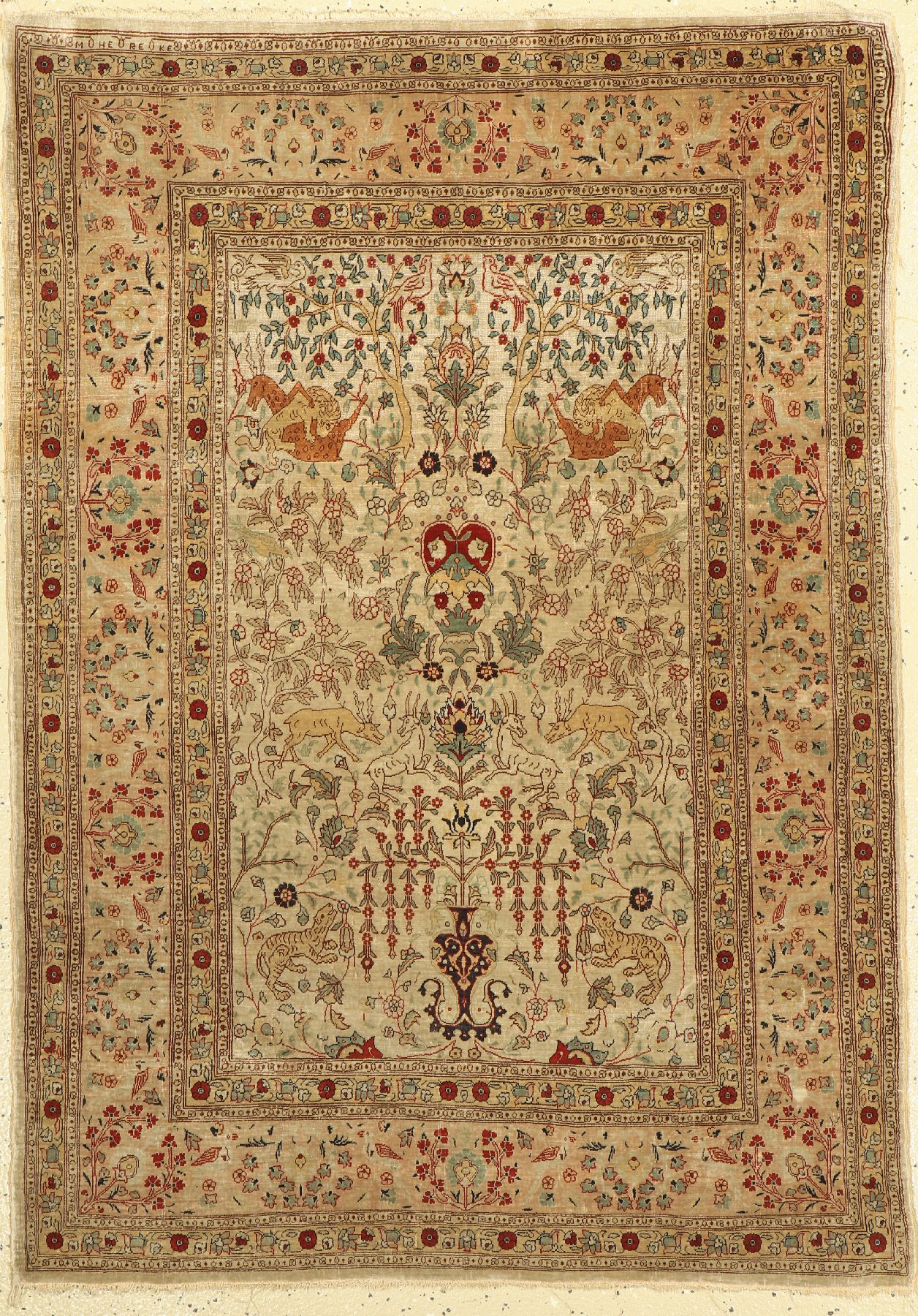 Hereke Seide fein Signiert, Türkei, ca. 60 Jahre, reine Naturseide, ca. 135 x 96 cm, EHZ:3