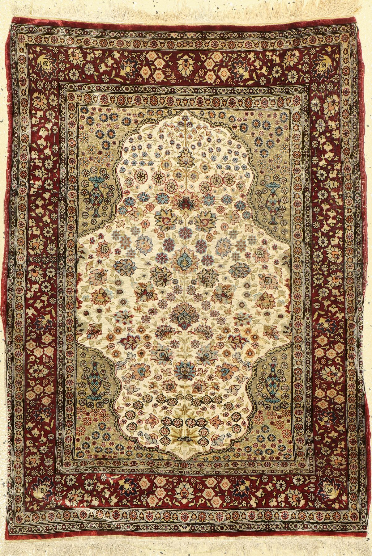 Hereke Seide fein Signiert, Türkei, ca. 60 Jahre, reine Naturseide, ca. 103 x 72 cm, EHZ:3-4