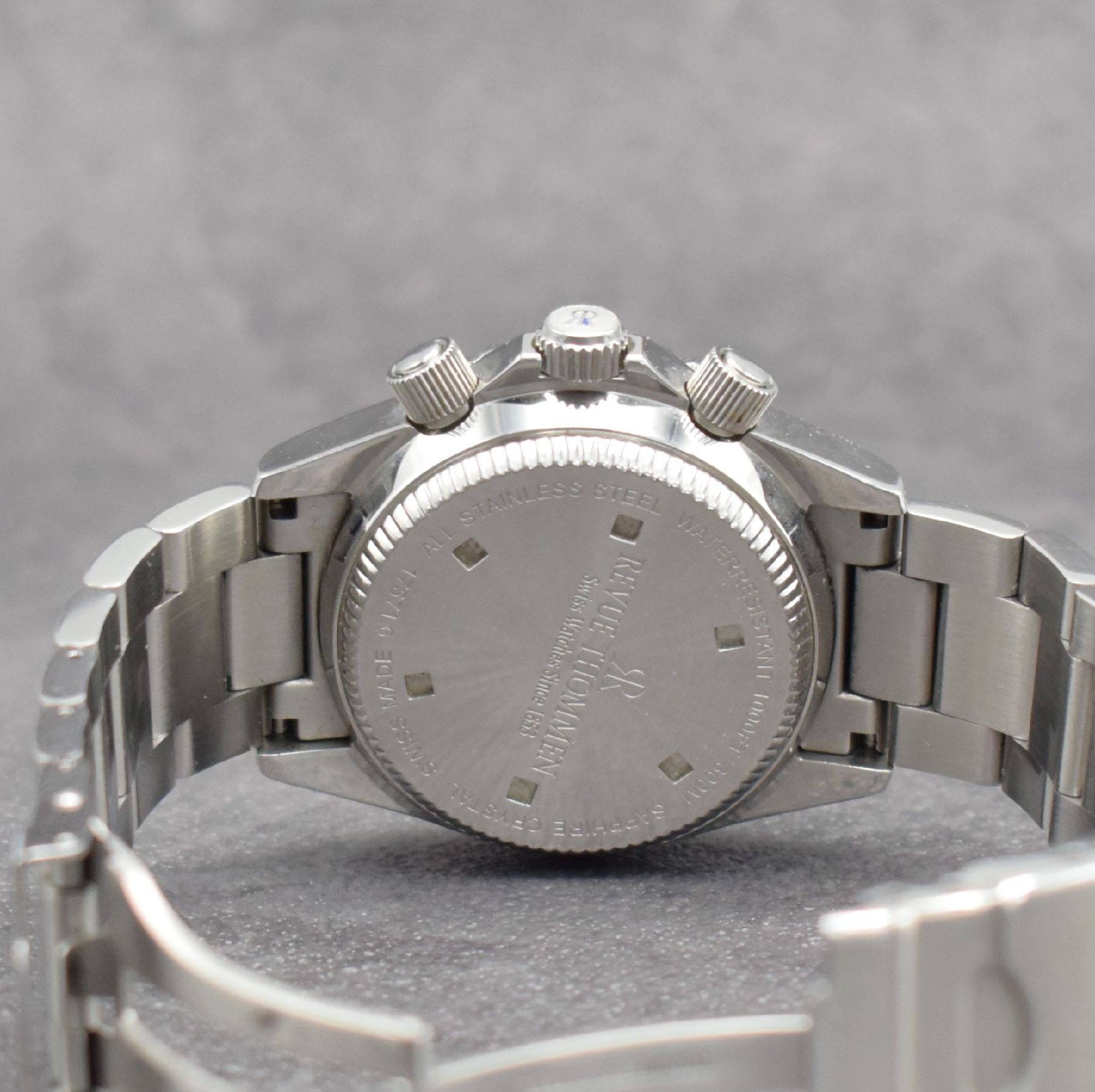Detail f: REVUE THOMMEN Herrenarmbanduhr mit Chronograph, Schweiz um 2000, Automatik, verschr. Edelstahlgeh. inkl. orig. Gliederband m. Faltschl., eins. drehb. ...