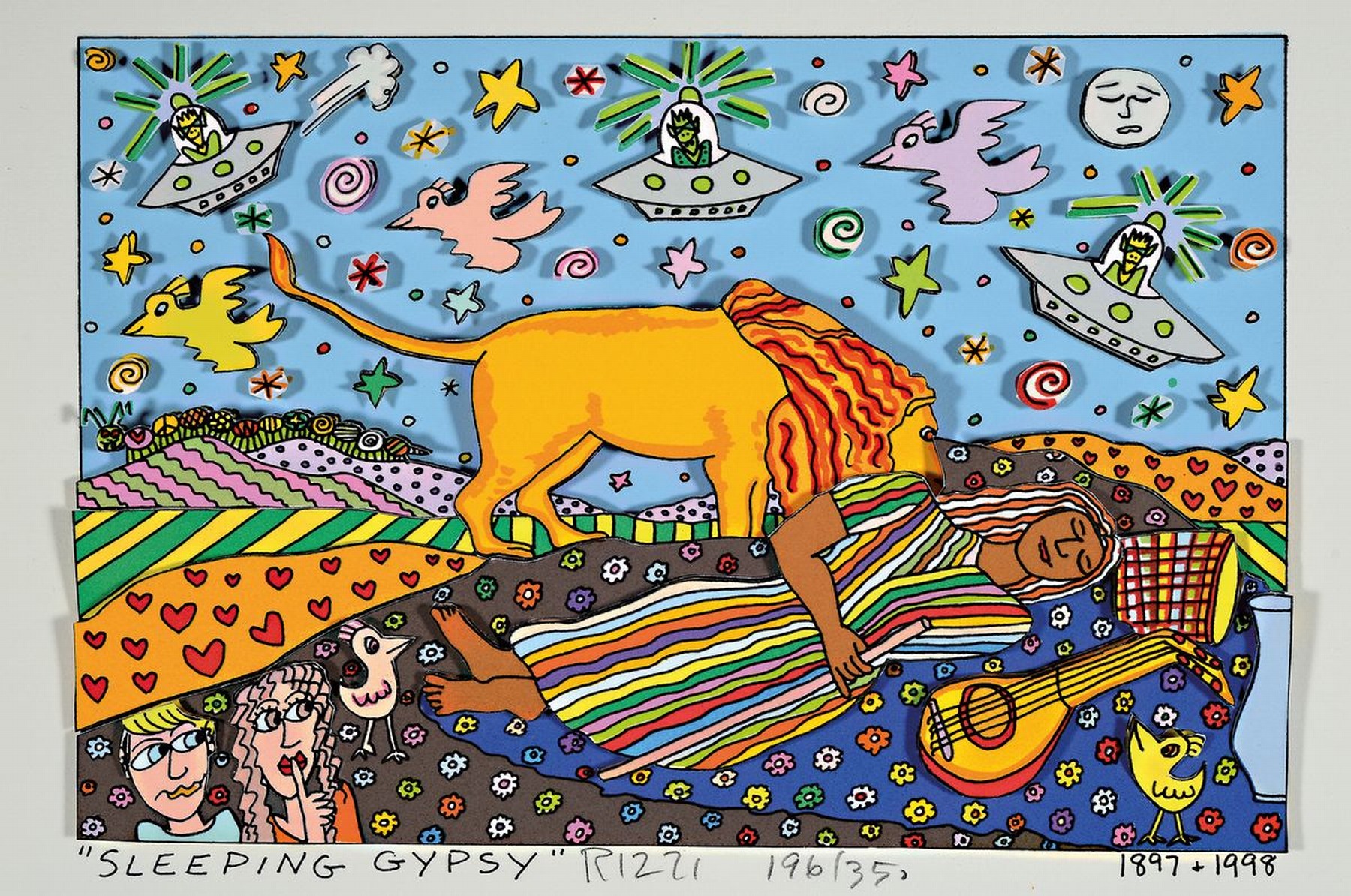 Detail k: James Rizzi, 1950-2011, "Sleeping Gypsy", 3D-Konstruktion, handsign., num. 196/350, dat., ca. 22x28 cm