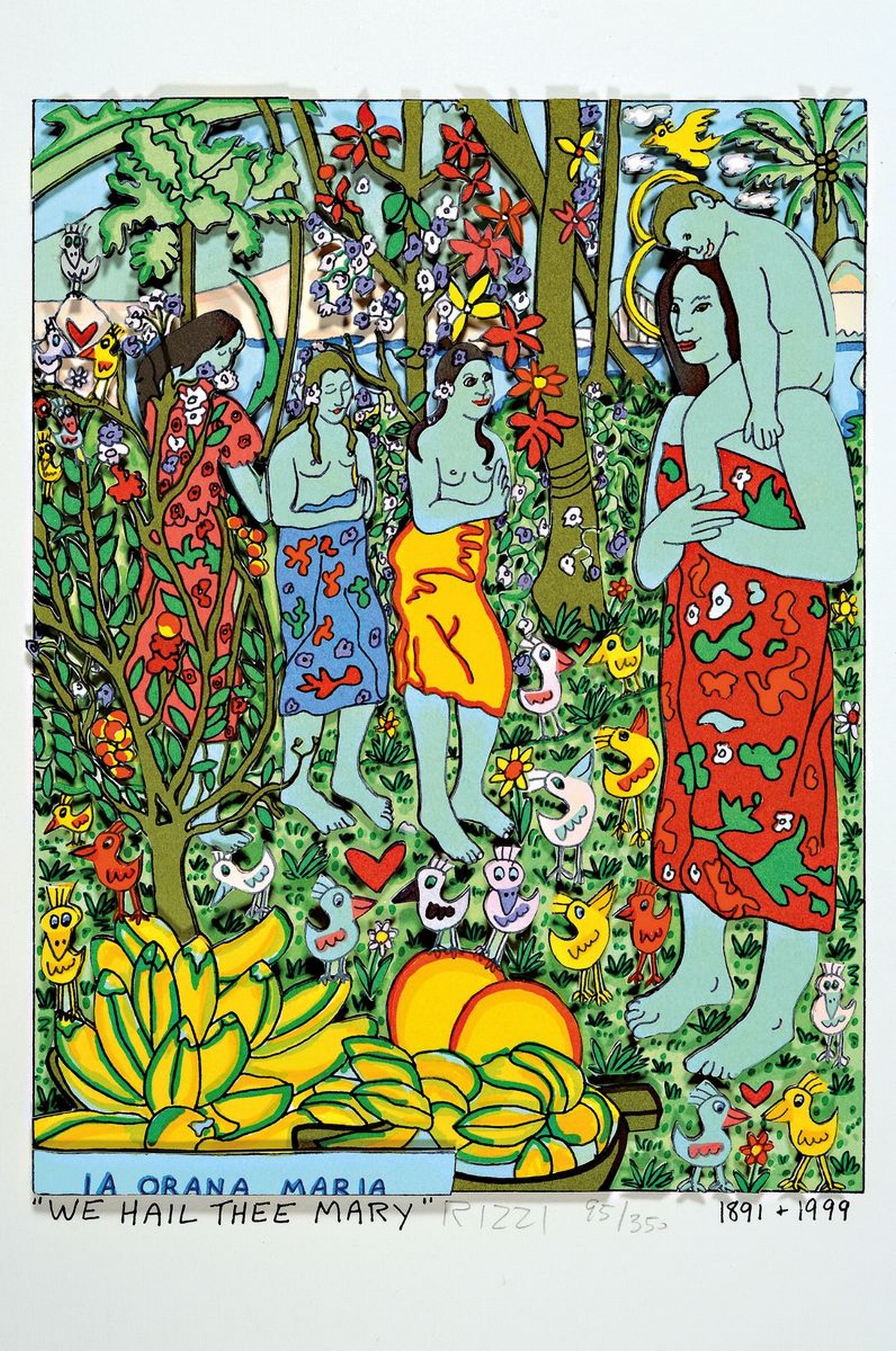 James Rizzi, 1950-2011, "WE HAIL THEE MARY",3D-Konstruktion, handsign., num. 95/350, dat., ca. 35x26 cm