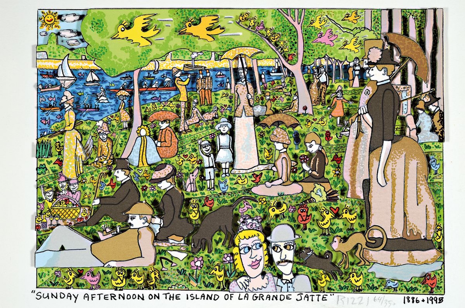 James Rizzi,1950-2011, "Sunday Afternoon on the Island of La Grande Jatte", 3D-Konstruktion, handsign., num. 64/350, dat.,ca. 23x28 cm, ...