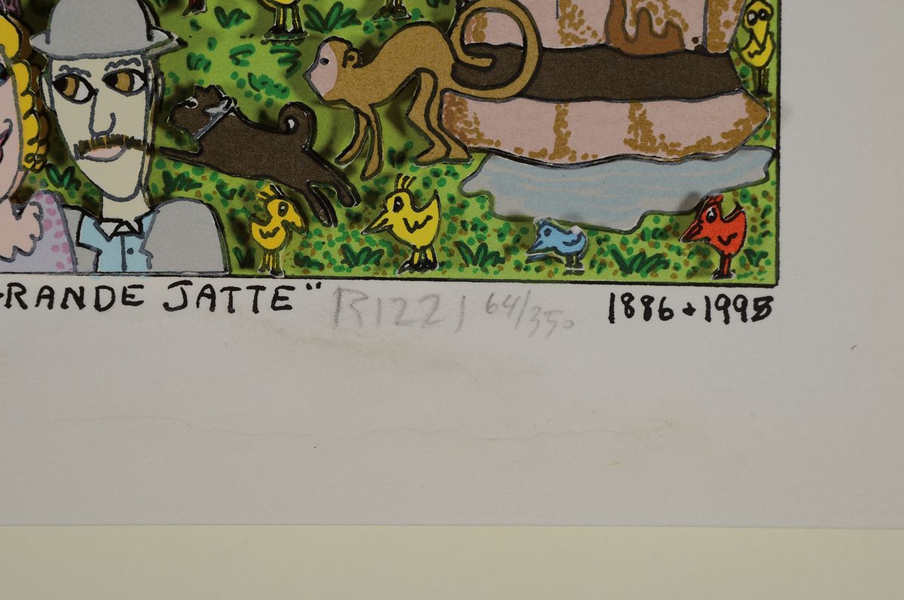Detail a: James Rizzi,1950-2011, "Sunday Afternoon on the Island of La Grande Jatte", 3D-Konstruktion, handsign., num. 64/350, dat.,ca. 23x28 cm, ...