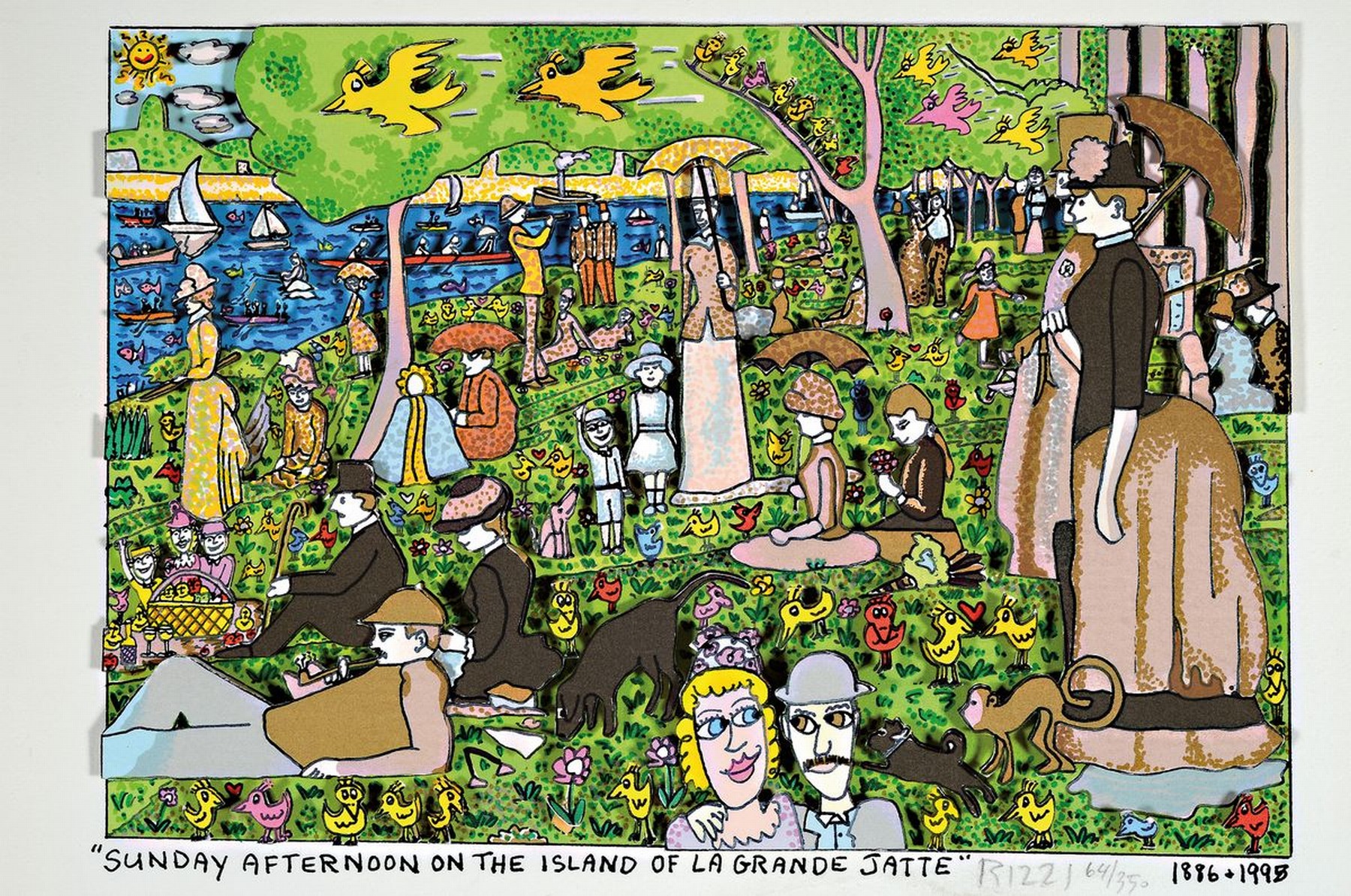 Detail k: James Rizzi,1950-2011, "Sunday Afternoon on the Island of La Grande Jatte", 3D-Konstruktion, handsign., num. 64/350, dat.,ca. 23x28 cm, ...