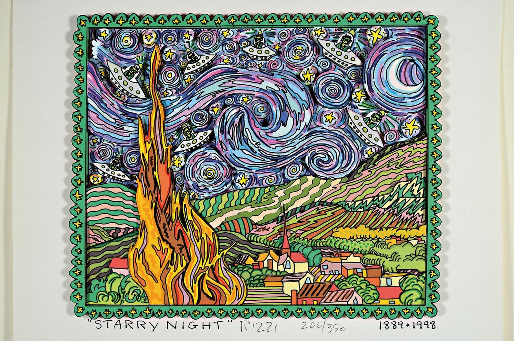 Detail k: James Rizzi, 1950-2011, "Starry Night", 3D-Konstruktion, handsign., num. 206/350, dat. , ca. 27X35 cm